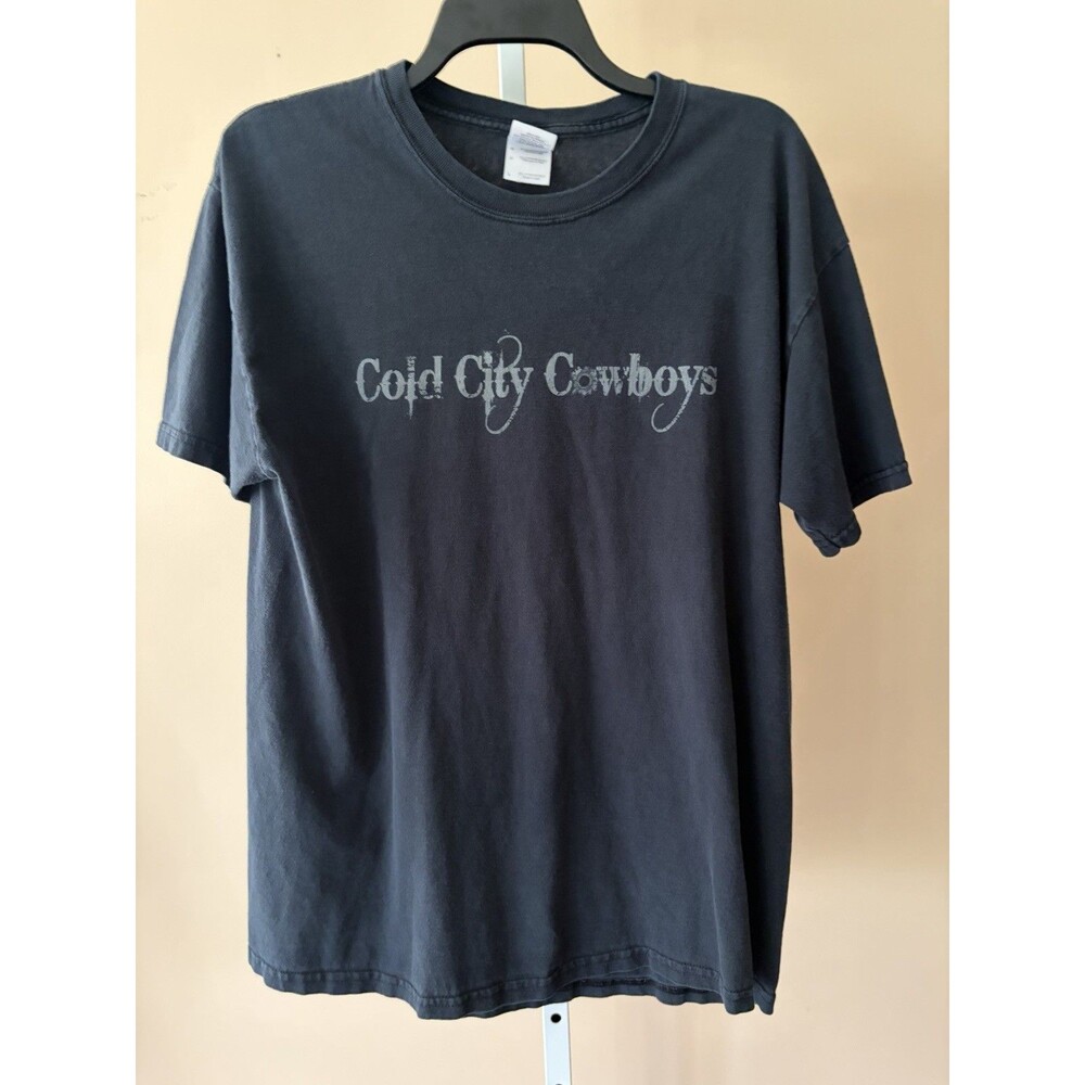 Men T Shirt “Cold City Cowboy” Graphic Navy Blue L
